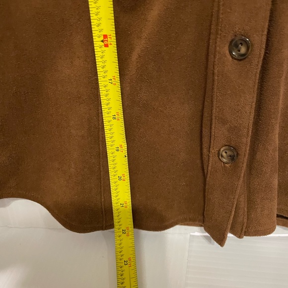F.L.Malik Women’s Brown L/S Suede Stretch Button Up w/Collar Bell Sleeves Top S - Picture 9 of 16